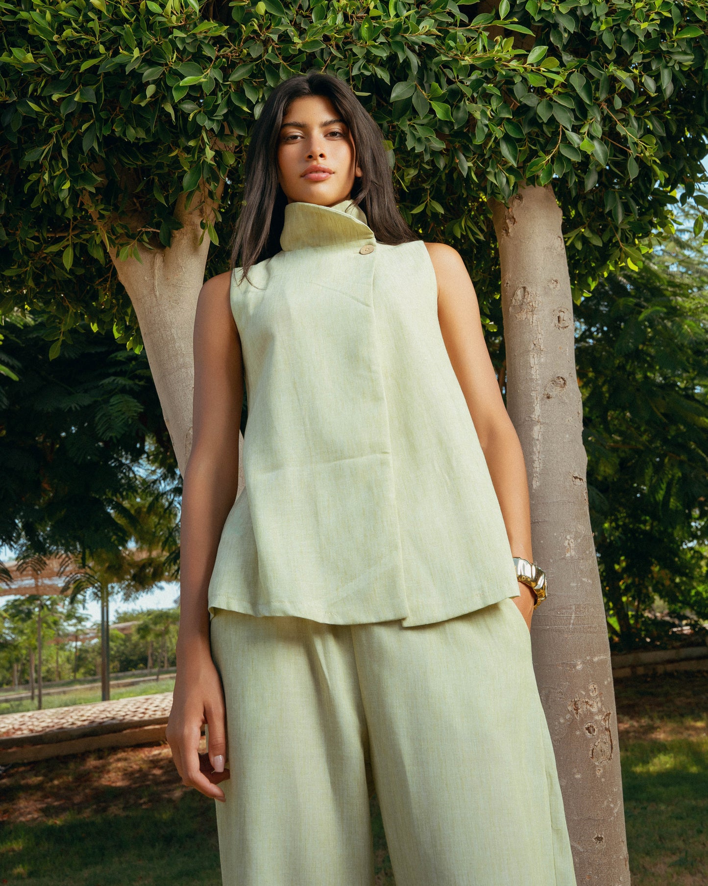 The Ray Linen Set - Lime Green
