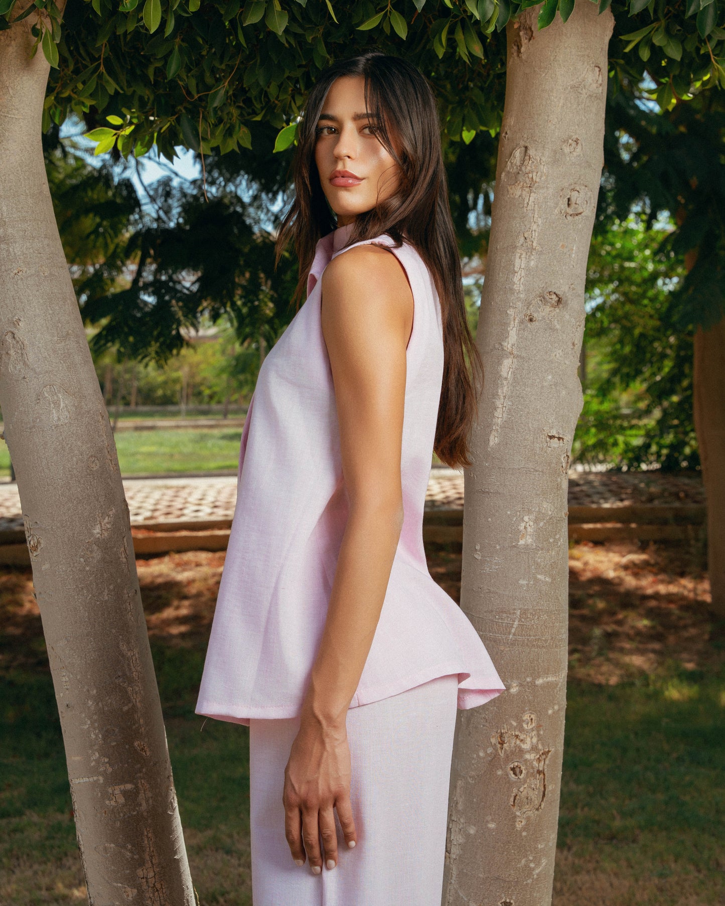 The Ray Linen Set - Blush Pink