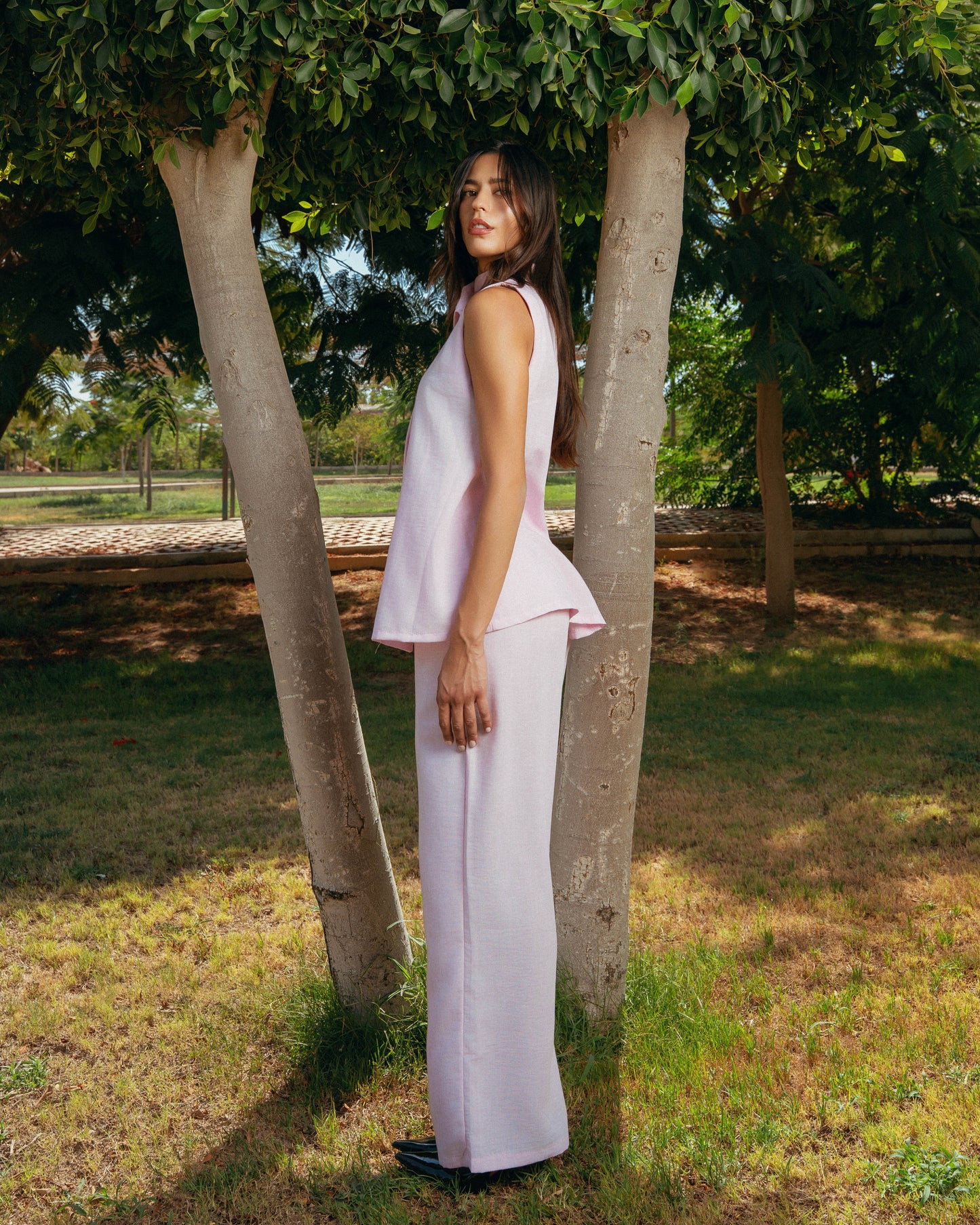 The Ray Linen Set - Blush Pink