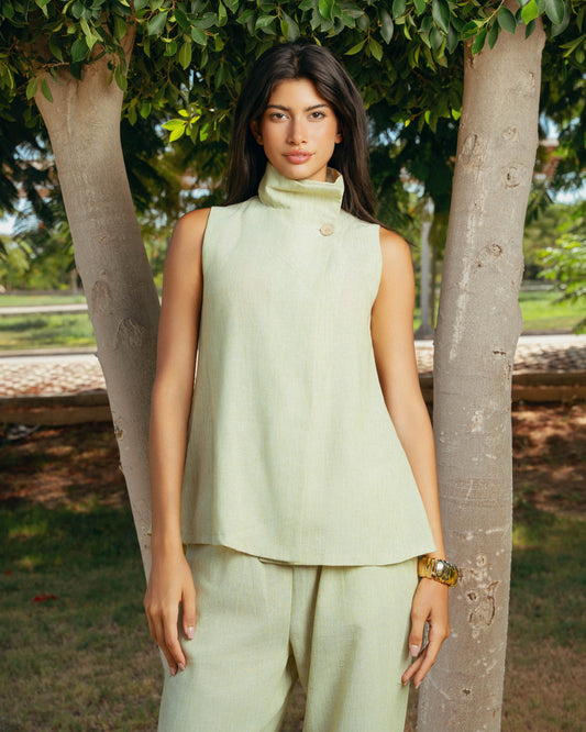The Ray Linen Set - Lime Green