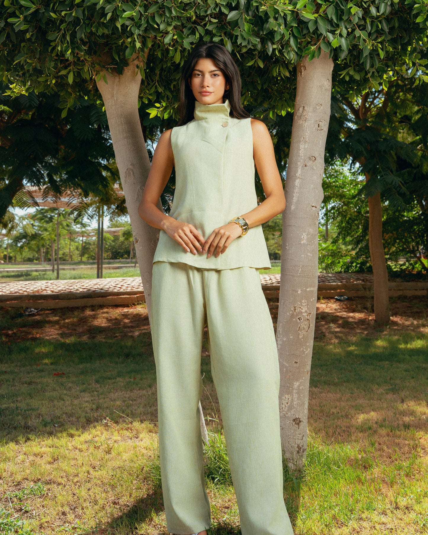 The Ray Linen Set - Lime Green