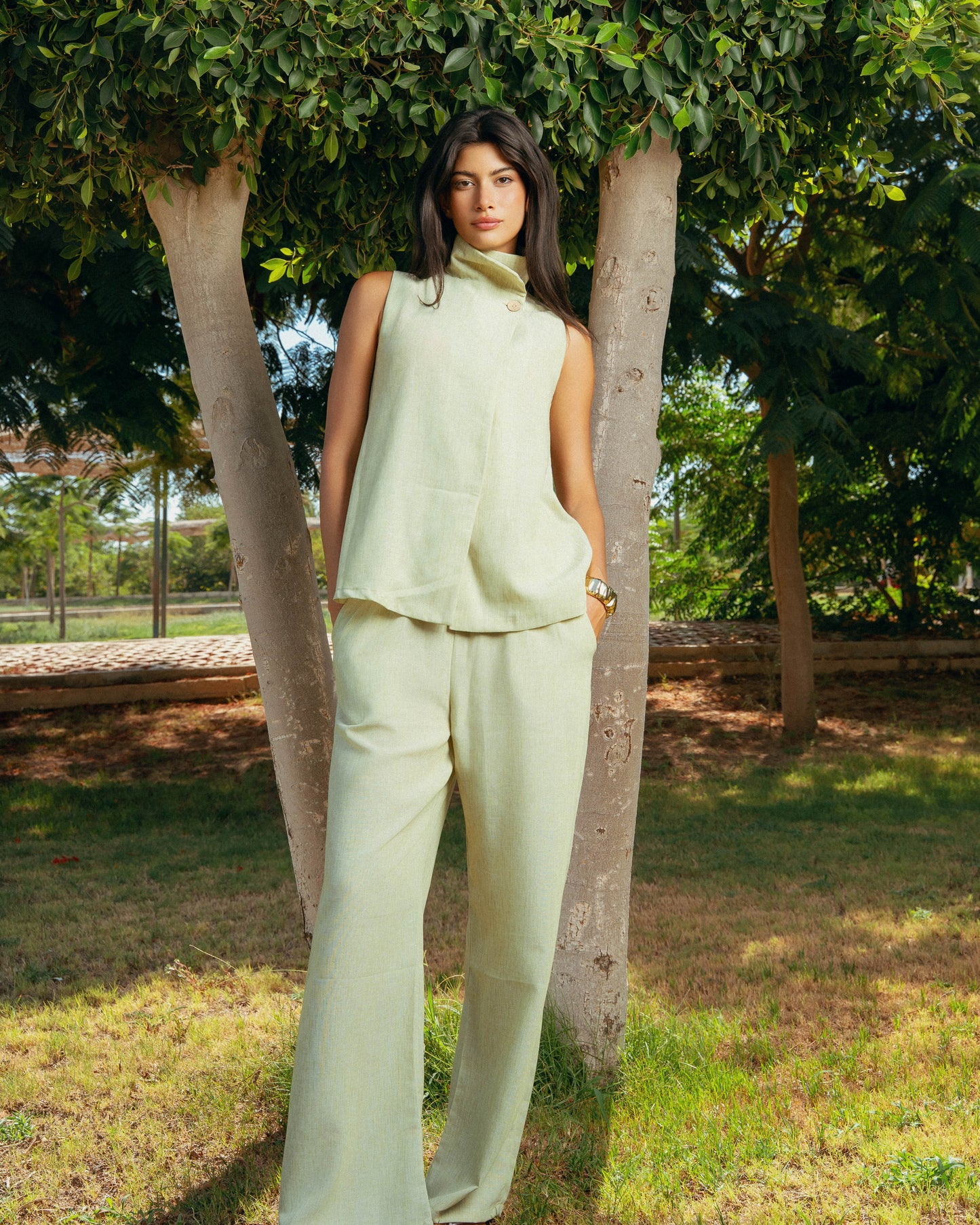 The Ray Linen Set - Lime Green