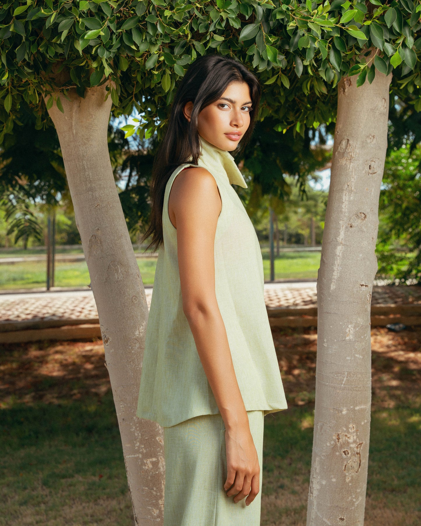 The Ray Linen Set - Lime Green