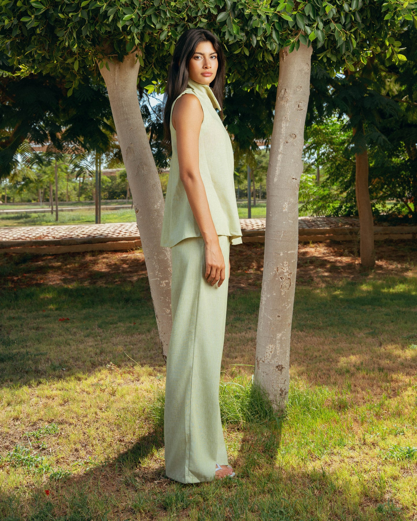 The Ray Linen Set - Lime Green