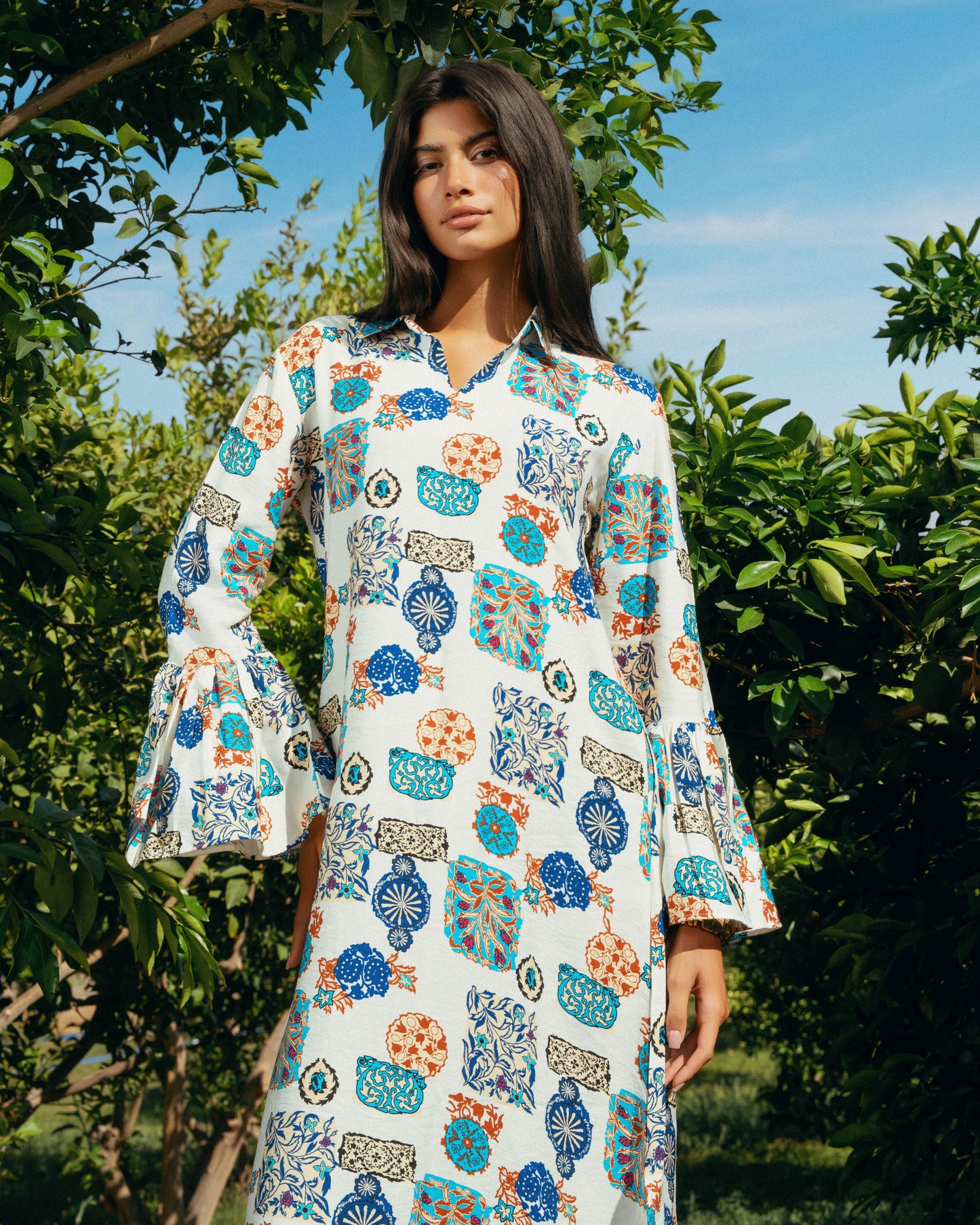 Mosaic Linen Maxi Dress