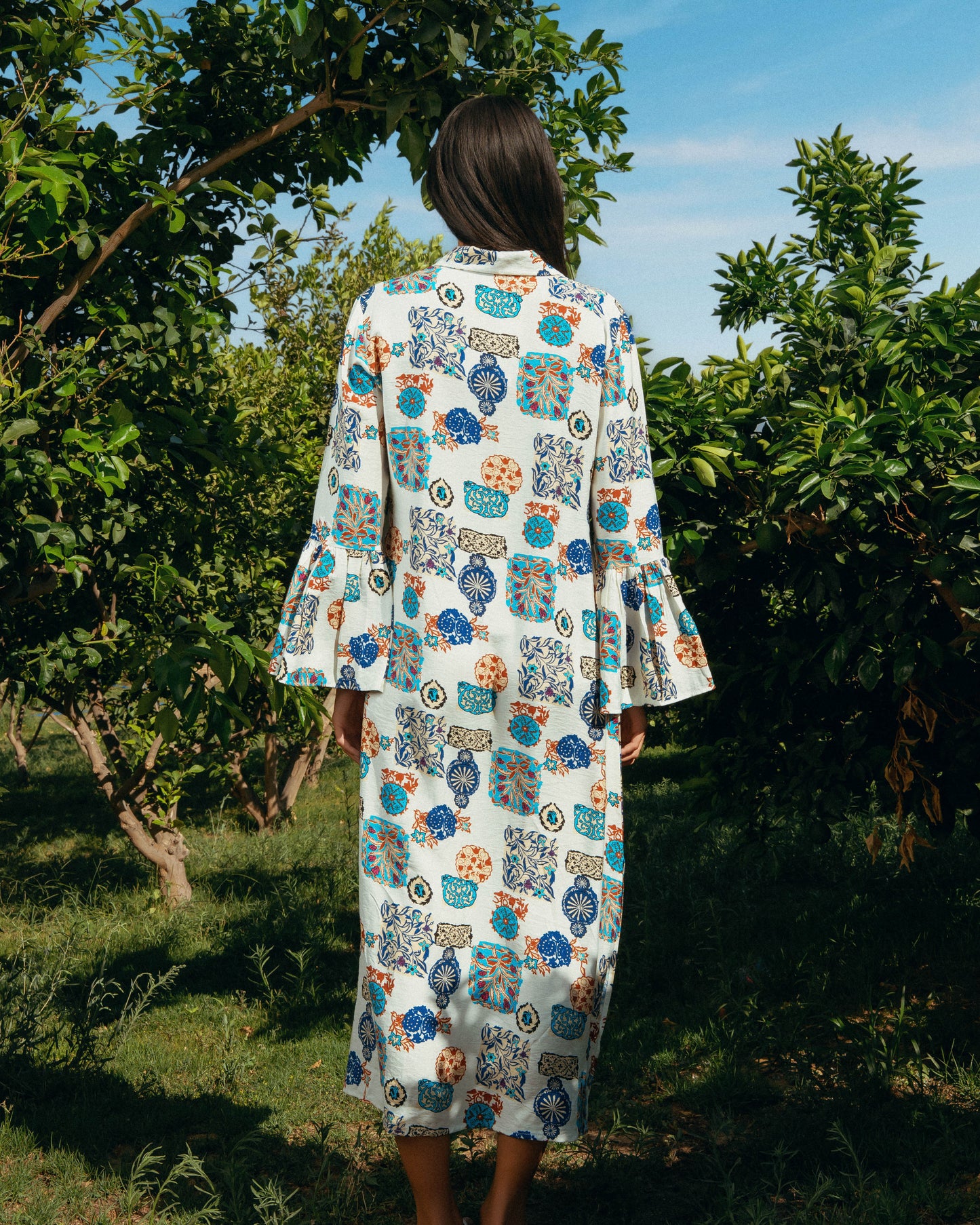 Mosaic Linen Maxi Dress