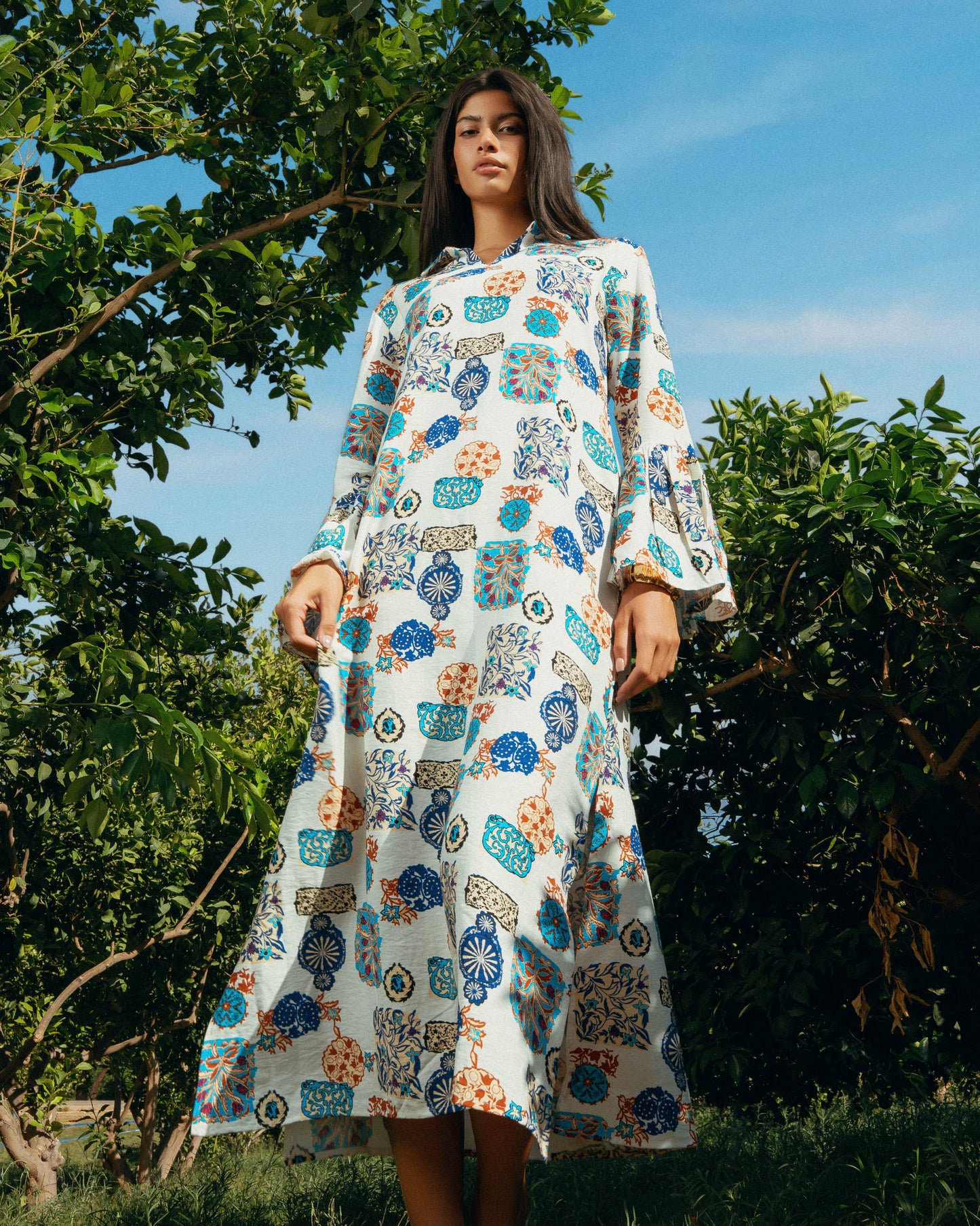 Mosaic Linen Maxi Dress