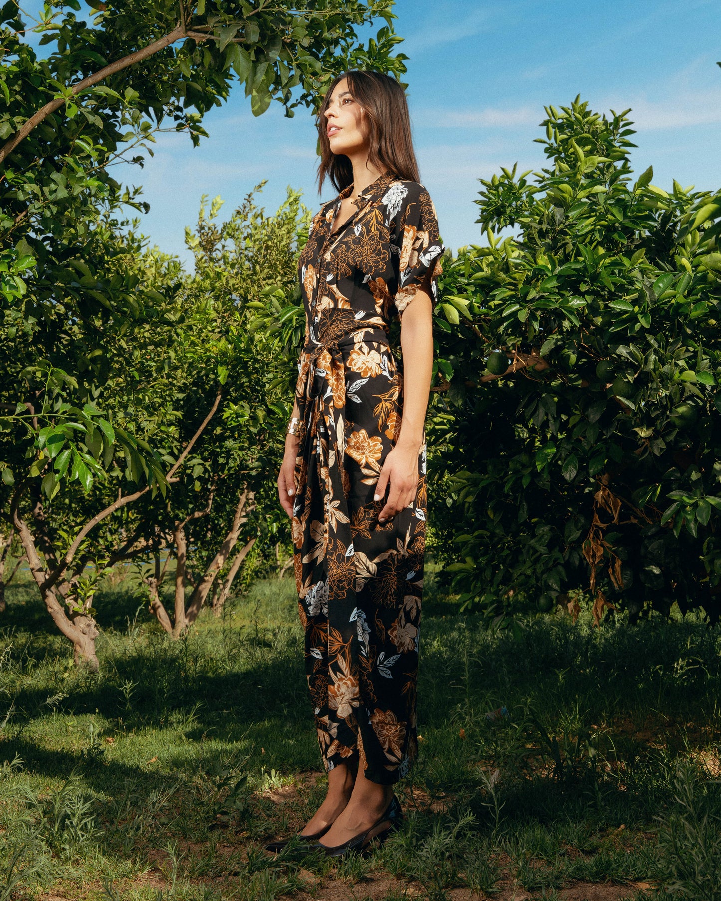 Solara Draped Midi Dress